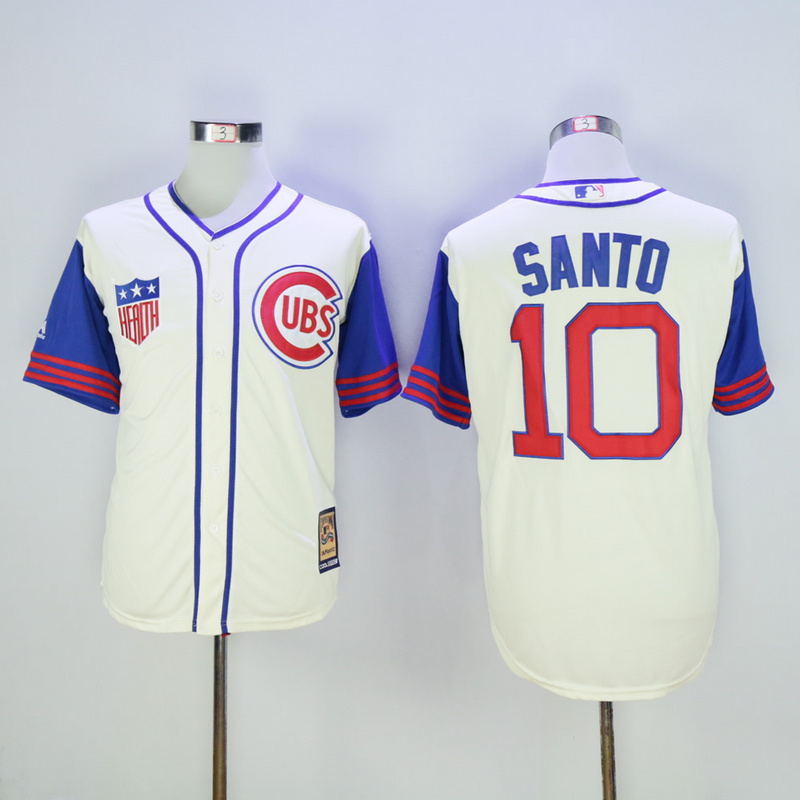 Men Chicago Cubs 10 Santo Cream Throwback 1942 MLB Jerseys